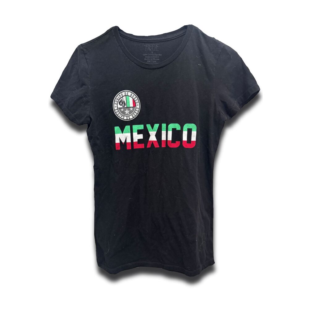 Mexico Equipo De Boxeo Boxing T-Shirt Black Graphic Tee Men's Large
